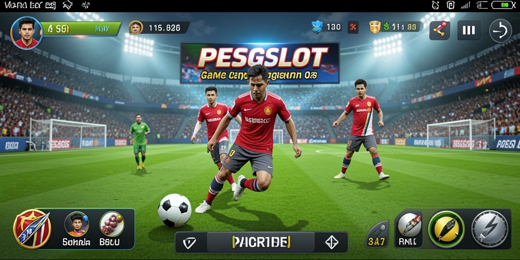 Tampilan grafik PESGSLOT dengan aksi permainan sepak bola yang intens.