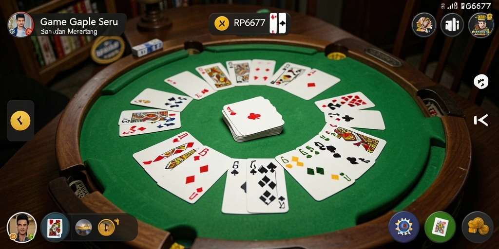 Screenshot gameplay RP6677 yang menunjukkan suasana seru bermain Gaple.