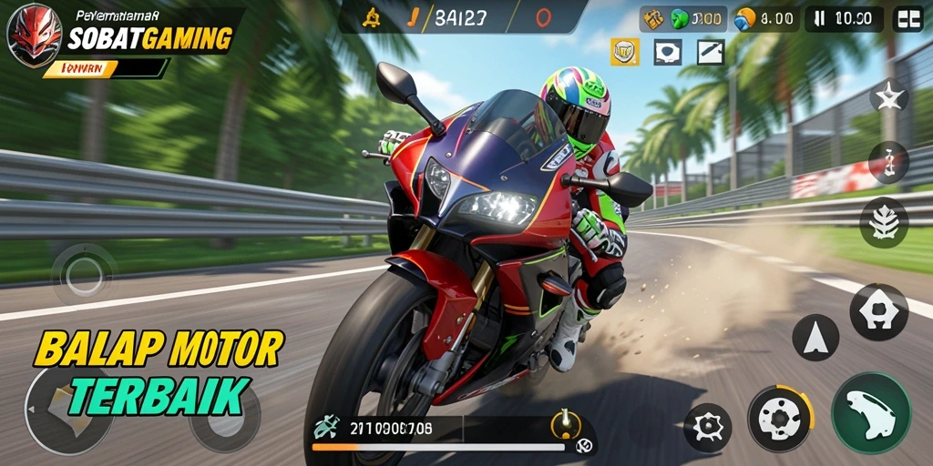 Tampilan gameplay balap motor yang mendebarkan di SOBATGAMING.